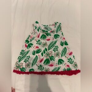 Floral and Flamingo Print tunic top with pink Fringe